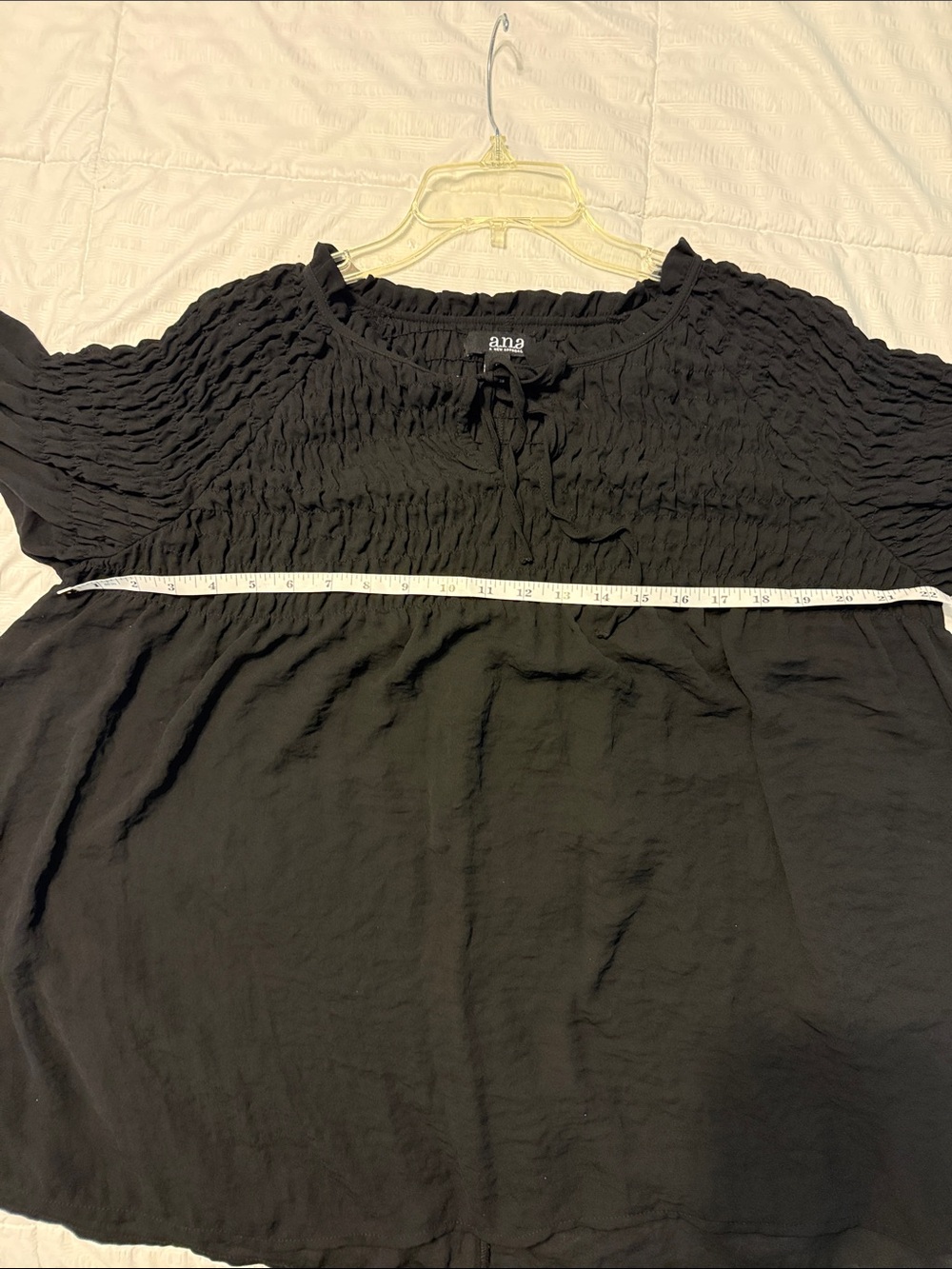 a.n.a XL Black Smocked Peasant Top - Picture 6 of 6